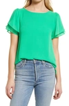 Vince Camuto Women's Tulip-sleeve Crinkle Gauze Blouse In Vivid Green