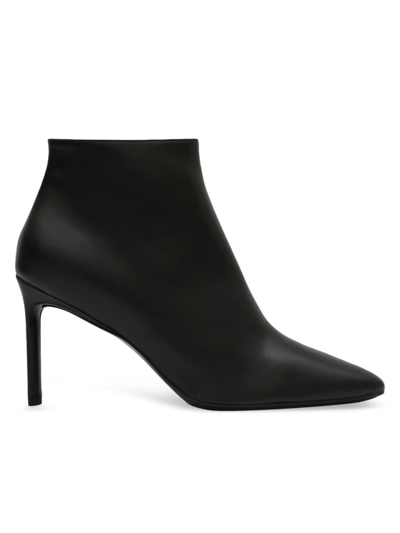 Co Women's Pointed Leather Ankle Boots In Black