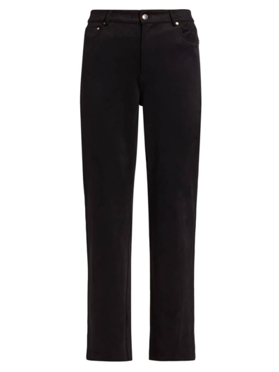 Elie Tahari Women's Raya Faux Suede Straight-leg Trousers In Noir