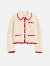 Alex Mill Molly Hand-crochet Cardigan In Ivory/red