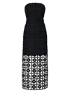 Milly Women's Kait Strapless Tiled Lace Midi-dress In Black
