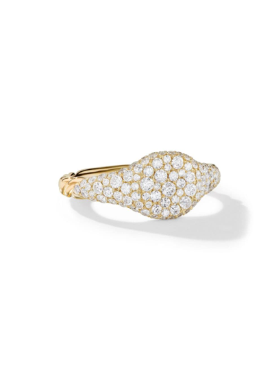David Yurman Women's Petite Pave Pinky Ring In 18k Yellow Gold