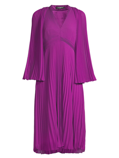 Ungaro Jolie Pleated Empire Midi Dress In Bright Violet