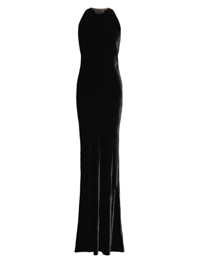 Ralph Lauren Crystal-embellished Mesh-panelled Gown In Black