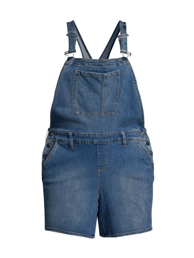 Slink Jeans, Plus Size Women's Short Denim Overalls In Callie