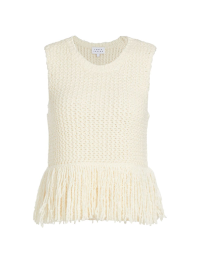 Tanya Taylor Women's Amance Wool-blend Fringe Sweater In Cream