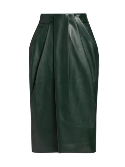 Elie Tahari The Vicki Vegan Leather Midi Skirt In Emerald
