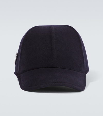 Prada Virgin Wool Felt Baseball Cap In Blue