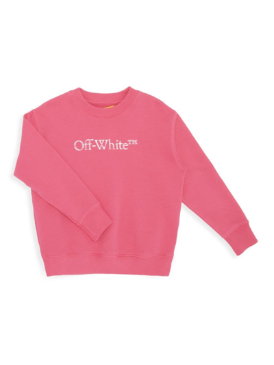 Off-white Kids' Little Girl's & Girl's Bookish Bit Logo Sweatshirt In Fuchsia White