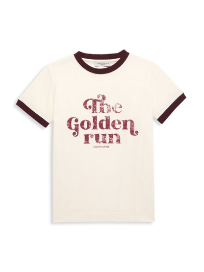 Golden Goose Little Kid's & Kid's Journey Cotton Jersey T-shirt In Artic Wolf Windsor Wine