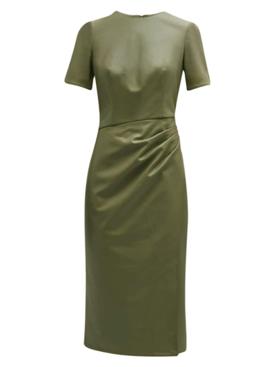 shoshanna green leather dress Women's Rhea Vegan Twist Midi-dress In Midi dress