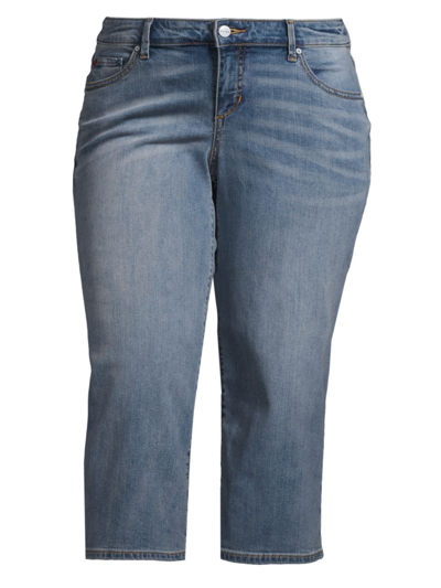Slink Jeans, Plus Size Women's Wide-leg Cropped Jeans In Destiny