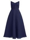 Theia Women's Ellie Crinkle Calf-length A-line Midi-dress In Navy