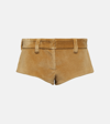 Miu Miu Low-rise Cotton Corduroy Shorts In Brown