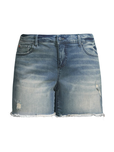 Slink Jeans, Plus Size Women's Frayed Denim Shorts In Wynter