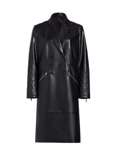 Elie Tahari The Dina Vegan Leather Trench Coat In Noir