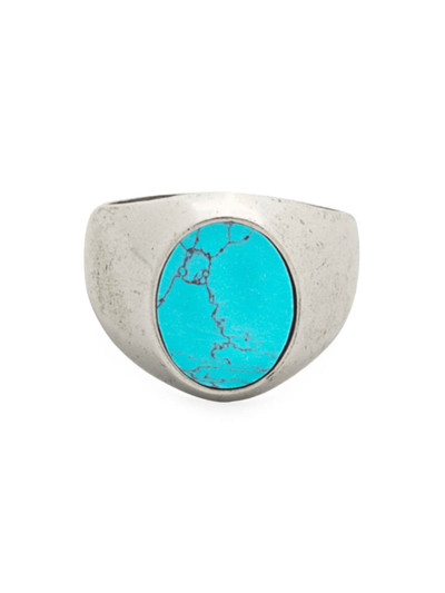 Degs & Sal Men's Sterling Silver & Turquoise Smooth Signet Ring