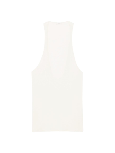 Saint Laurent Tank Top In Silk Crepe And Satin In White