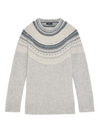 Theory Women's Fair Isle-inspired Wool-blend Crewneck Sweater In Light Grey Melange Multi