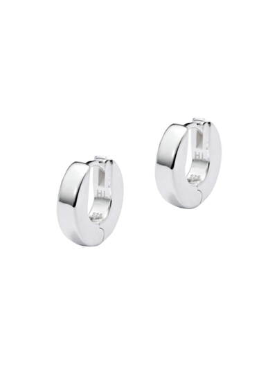 Hatton Labs Men's Sterling Silver & Cubic Zirconia Edge Hoop Earrings