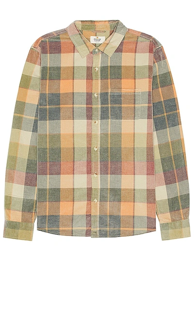 Marine Layer Lightweight Plaid Corduroy Button-up Shirt In Brown Plaid