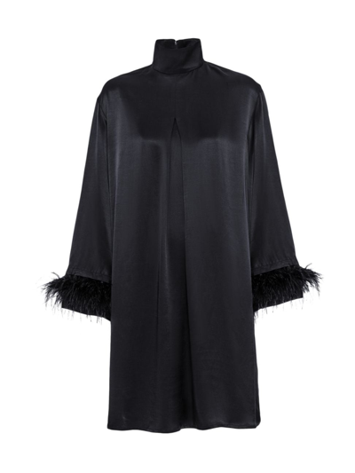 SLEEPER WOMEN'S FEATHER-TRIM MINI SHIRTDRESS