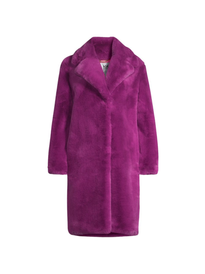 Milly Women's Riley Oversized Faux Fur Coat In Dark Purple