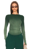 Shop Michael Lauren Alick Long Sleeve Tee In Vintage Emerald