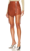 Simkhai Rider Moto Skirt In Chestnut