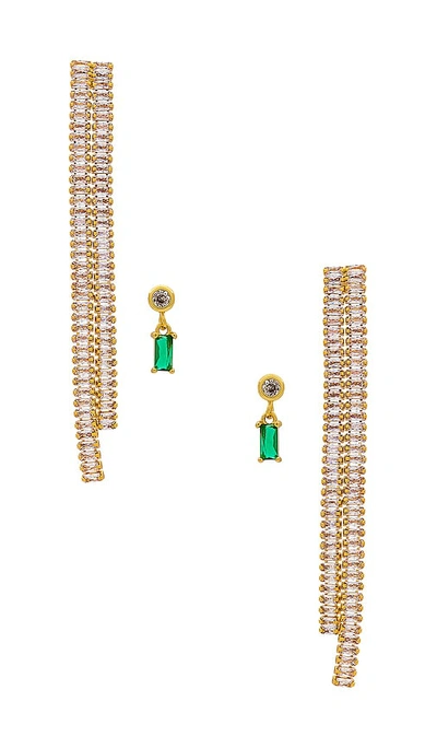 Petit Moments Katharyn & Adamas Earring Set In Emerald & Gold