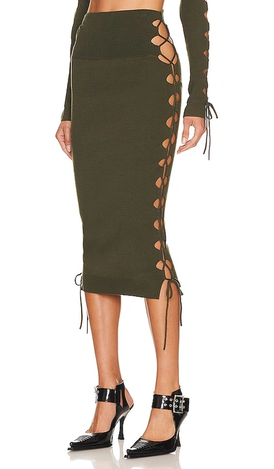 Monse Lacing Knitted Skirt In Olive