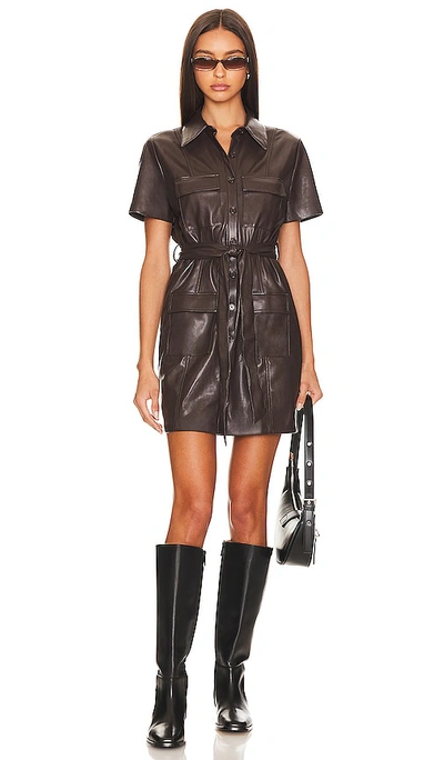 Amanda Uprichard Short Sleeve Greyson Mini Dress In Cocoa