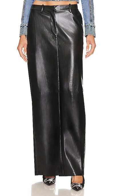 Amanda Uprichard X Revolve Dossi Faux Leather Maxi Skirt – 黑色 In Black
