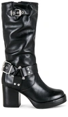 Schutz Women's Kiara 76mm Leather Zip-up Block Heel Boots In Black
