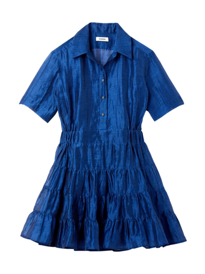 sandro blue shirt dress Sandro Estel Woven Shirt Dress In Blue Sky