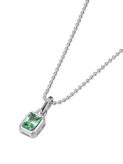 Hatton Labs Men's Sterling Silver & Cubic Zirconia Mini Solitaire Pendant Necklace In Silver Emerald