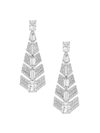 ADRIANA ORSINI WOMEN'S NAOMI DECO STERLING SILVER & CUBIC ZIRCONIA FEATHER DROP EARRINGS