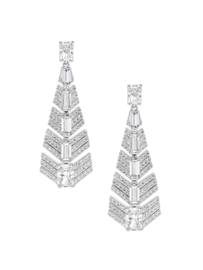 Adriana Orsini Women's Naomi Deco Sterling Silver & Cubic Zirconia Feather Drop Earrings