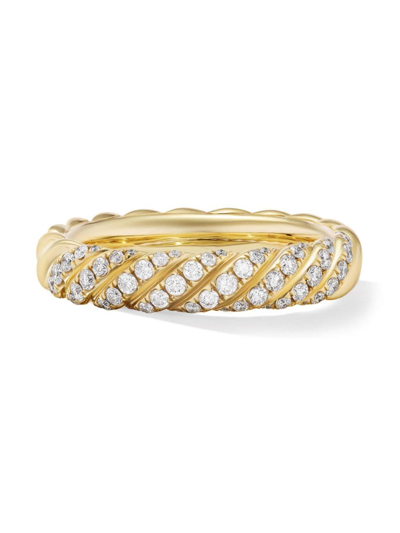 David Yurman 18kt Yellow Gold Sculpted Cable Diamond Band Ring (4.6mm)