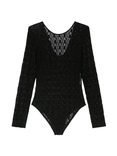Maje Lace Bodysuit For Fall/winter In Black