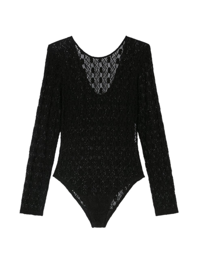 Maje Maiserane Lace Bodysuit In Black