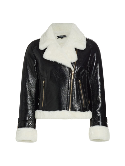Generation Love Cici Faux Fur Cropped Jacket In Black White