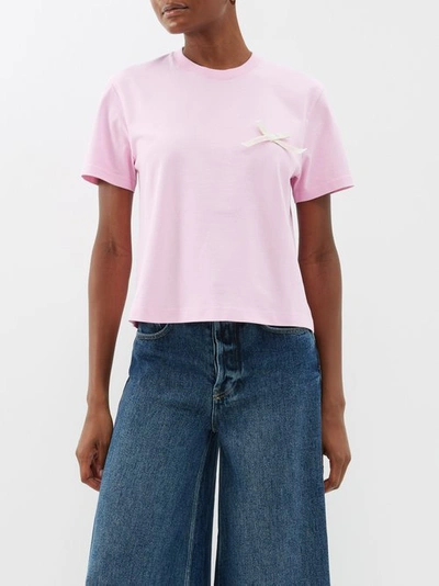 Jacquemus Le Tshirt Noeud Cotton Jersey T-shirt In Pink