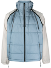 SAUL NASH BLUE AND GREY TRANSFORMABLE PUFFER JACKET