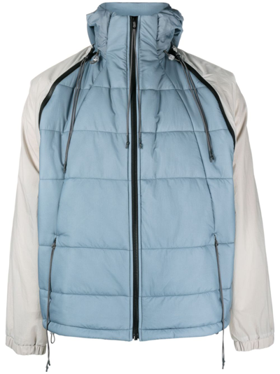 Saul Nash Blue And Grey Transformable Puffer Jacket