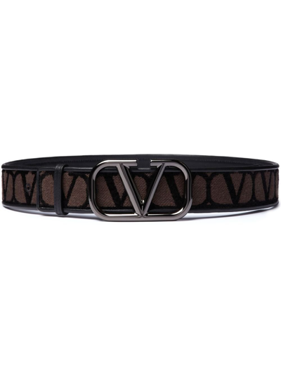 Valentino Garavani Vlogo Signature Buckle Belt In Brown