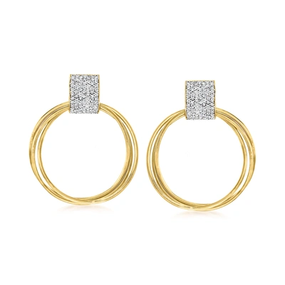 Ross-simons Diamond Doorknocker Earrings In 18kt Gold Over Sterling In White