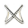 SAMUEL B JEWELRY STERLING SILVER "X" RING WITH INTRICATE SQUARE DESIGN