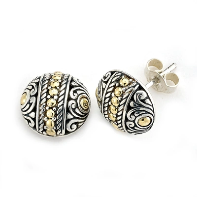 Samuel B Jewelry Sterling Silver And 18k Yellow Gold Balinese Design Stud Earrings