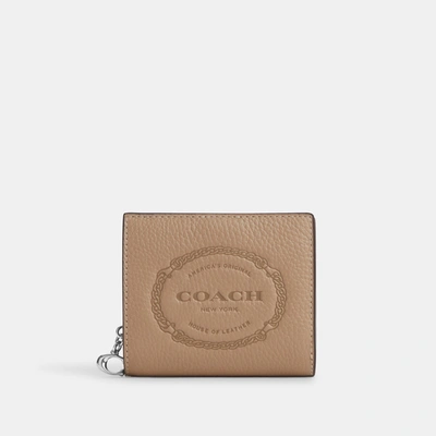 Coach Outlet Snap Wallet With Coach Heritage In Beige